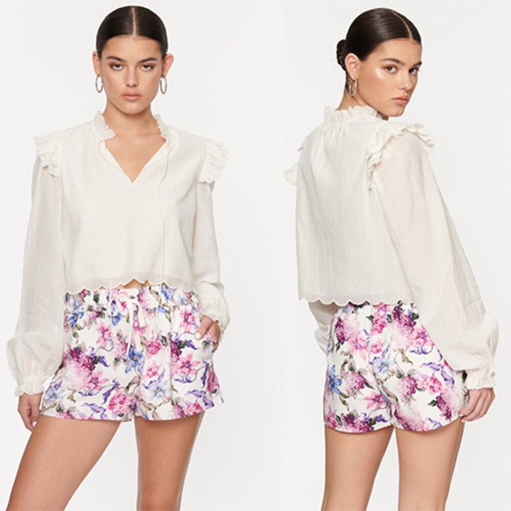 NWT Cami NYC Tiana Long Sleeves Tie Front Classic White Blouse Top